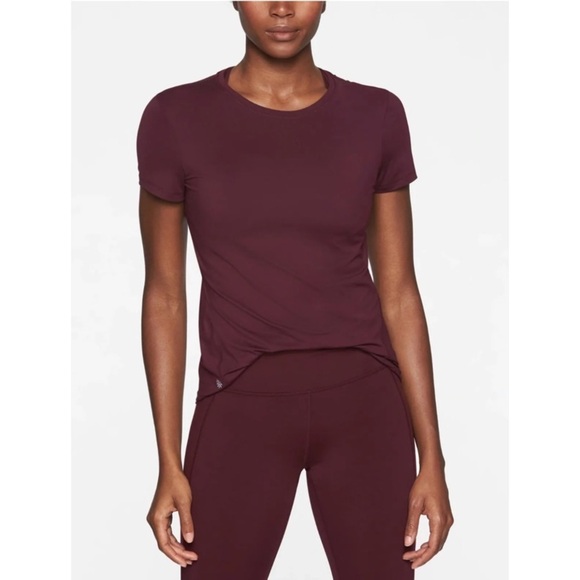 Athleta Tops - Athleta Burgundy Stretch Short Sleeve Limitless Tee T-Shirt 352706 EUC Size M